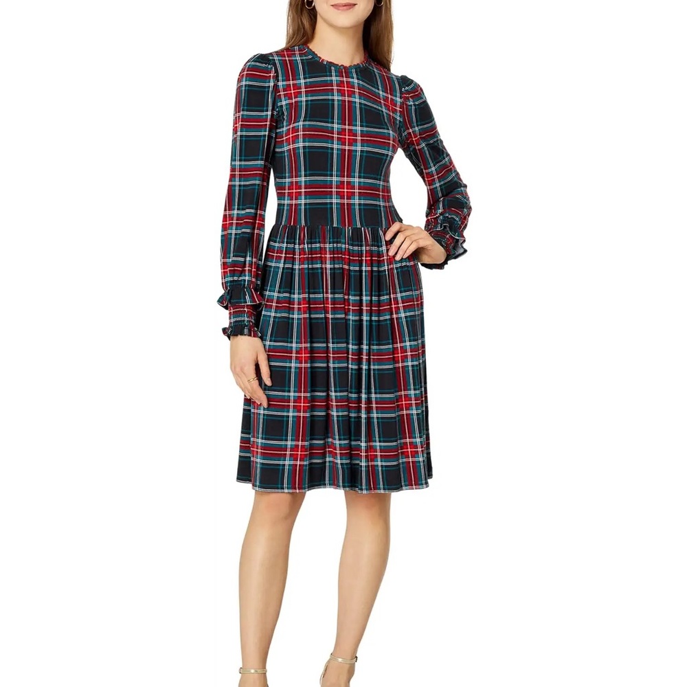 Nwot Draper James Kitty Dress In Georgia Plaid Belle Meade Black Size Xl